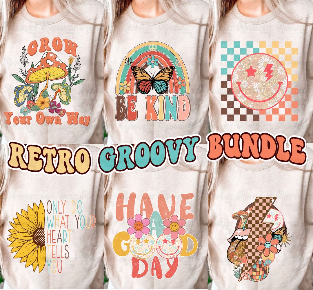 Retro Groovy Svg Png Bundle, Boho Sublimation Design, Retro Png Bundle ...