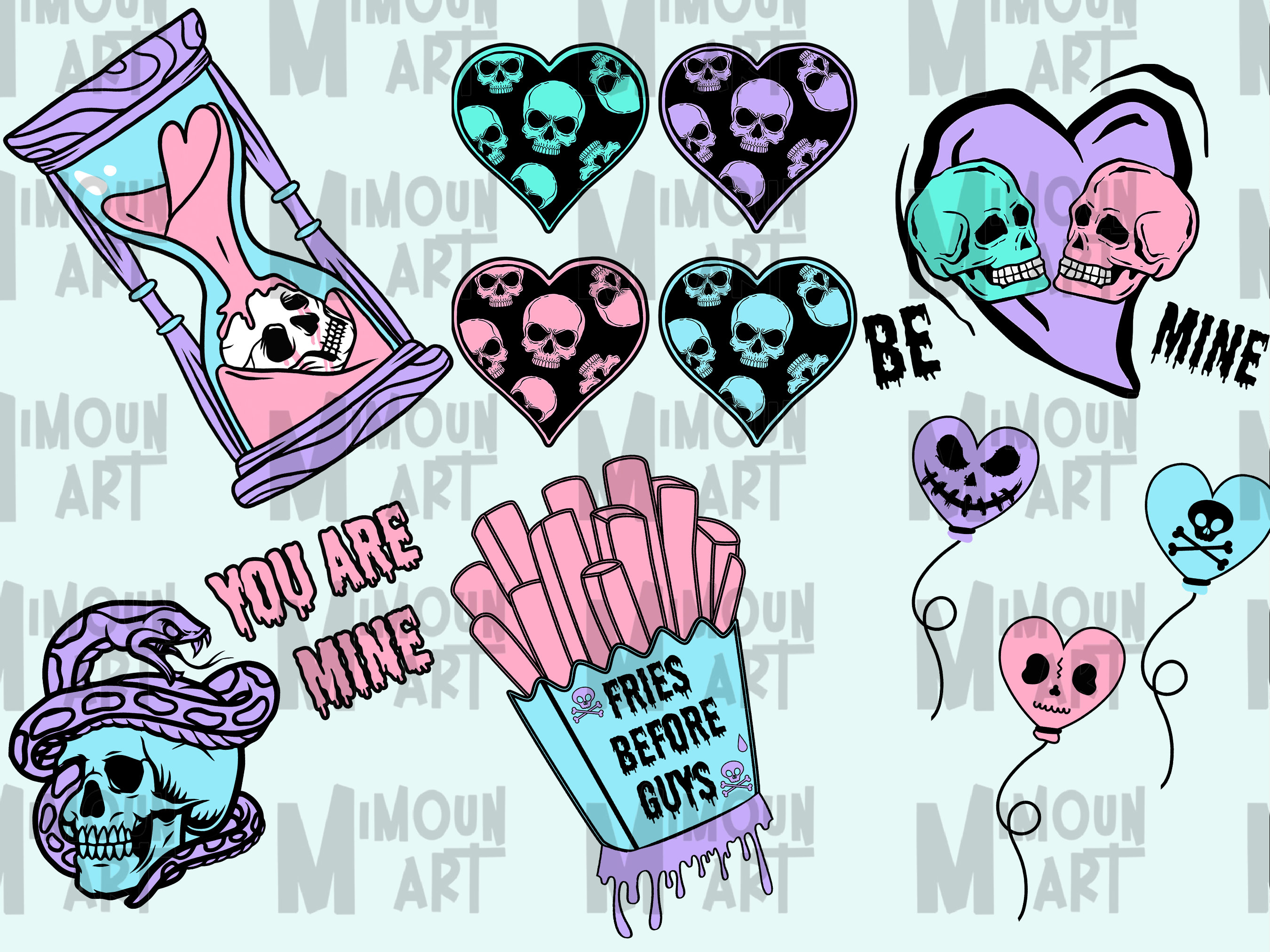 Creepy Valentine Clipart Spooky Love Pastel Goth Stickers Kawaii Weird  Style Anti Valentines Day Conception Stock Illustration - Download Image  Now - iStock