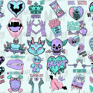 Creepy Pastel goth Valentines Clipart Bundle,Spooky and romantic valentines day clipart, Gothic clipart,Anti valentines PNG digital Download