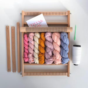 Standing Weaving Loom Kit with heddle bar / 11 inch * 15 inch Loom / Weaving Starter Kit
