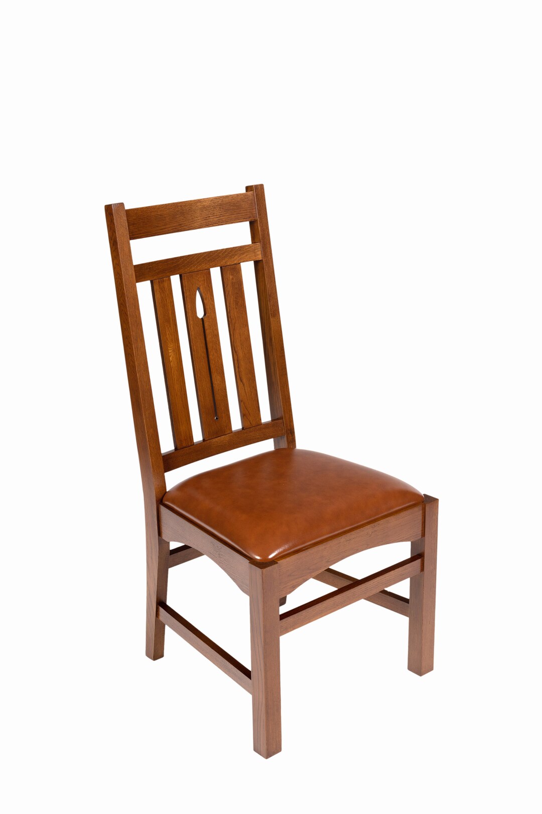 Mission Arrowback Solid Oak & Leather Dining Chairs Etsy