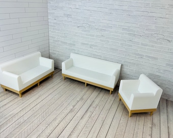 3D Digital Print File ONLY 1:12 Couch, Love Seat & Chair 3D Print dollhouse furniture STL, OBJ