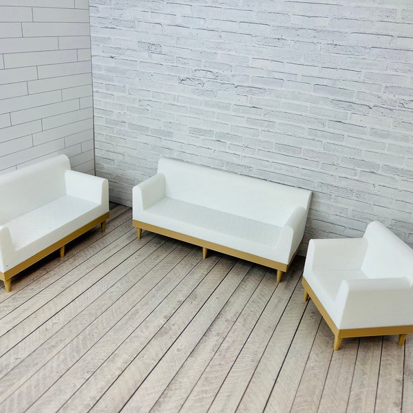 3D Digital Print File ONLY 1:12 Couch, Love Seat & Chair 3D Print dollhouse furniture STL, OBJ