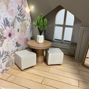 3D Digital Druck Datei NUR 1:12 Puppenhaus Miniatur Kleiner Runder Sockel Tisch und Ottomane