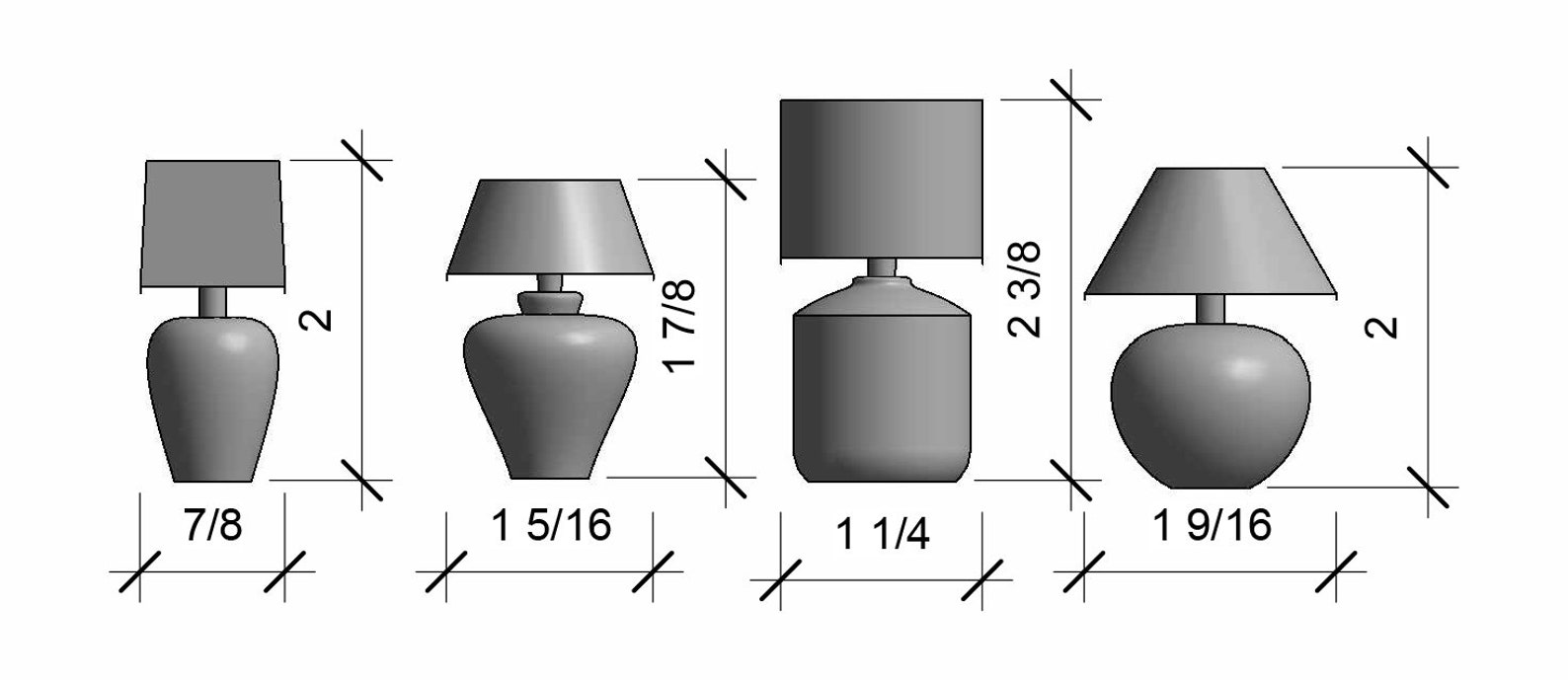 Digital File ONLY 1:12 Scale 3D Lamp Base and Lamp Shade Print File ...