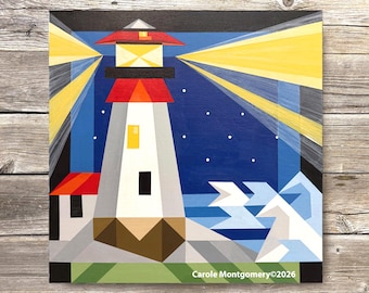 Lighthouse Barn Quilt Pattern and Directions for Painting Outdoor Art - PDF Download Tutorial
