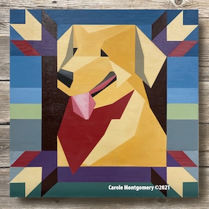 Golden Retriever Barn Quilt Pattern and Directions for Painting this Outdoor Art
