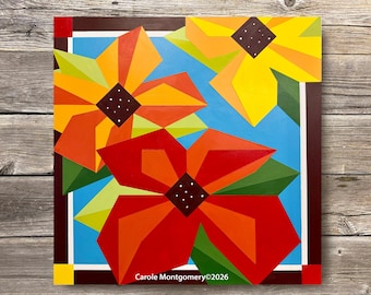 Super Bloom Barn Quilt Painting Pattern: DIY Wall Art Tutorial (PDF Download)