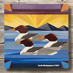 Mergansers at Sunset Barn Quilt Pattern and Directions for Painting this Outdoor Art