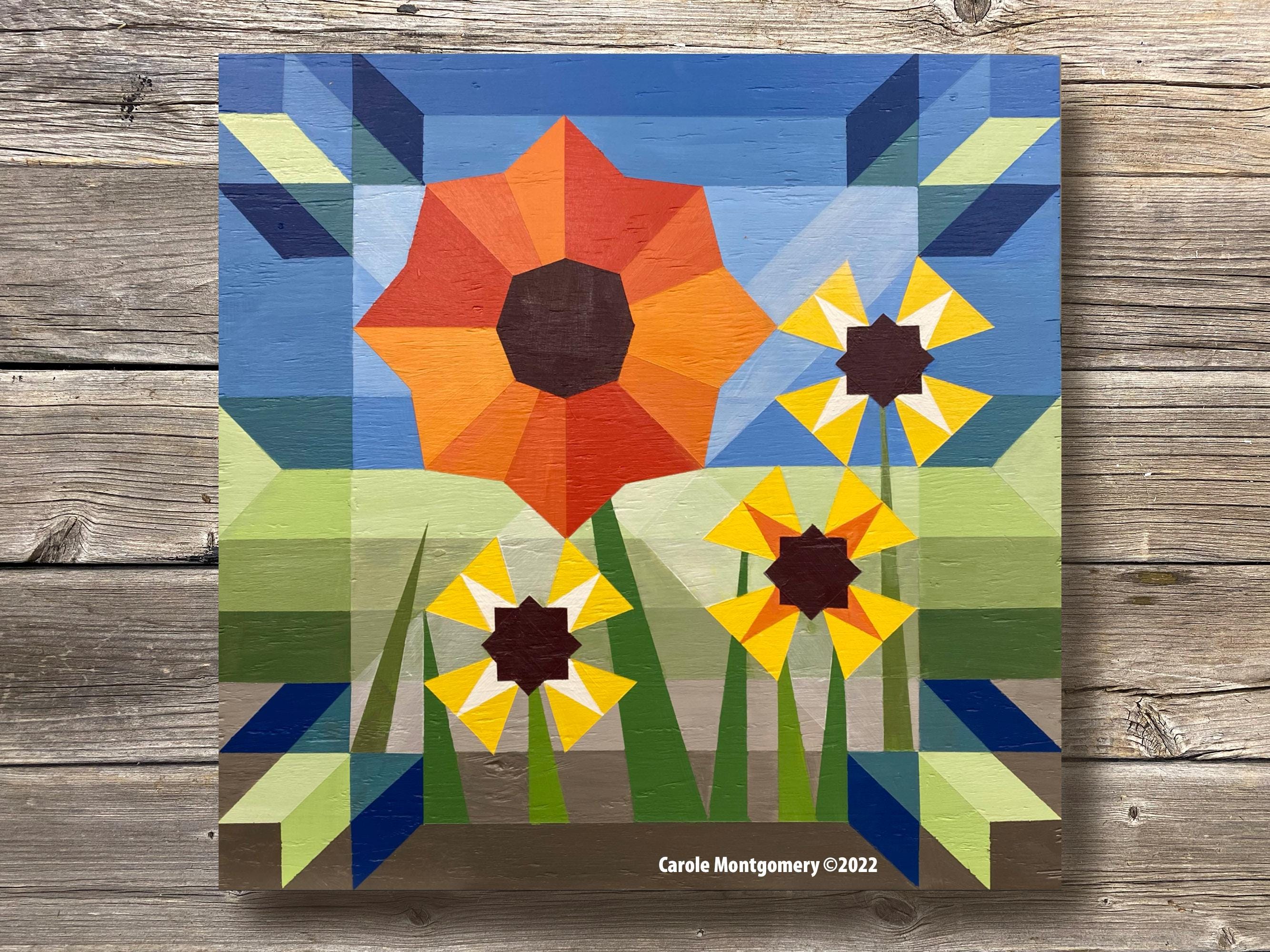 Poppy Burst Barn Quilt Pattern and Directions for Painting this Outdoor Art