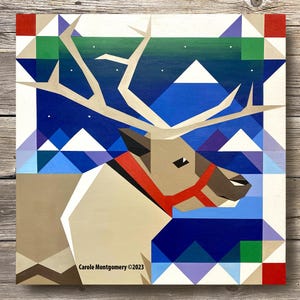 Christmas Reindeer Barn Quilt Pattern and Directions for Painting this Outdoor Art