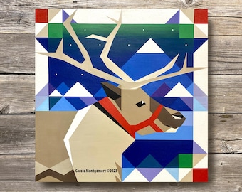 Christmas Reindeer  Barn Quilt Painting Pattern: DIY Wall Art Tutorial (PDF Download)