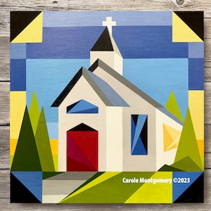 Country Church Barn Quilt Pattern and Directions for Painting this Outdoor Art