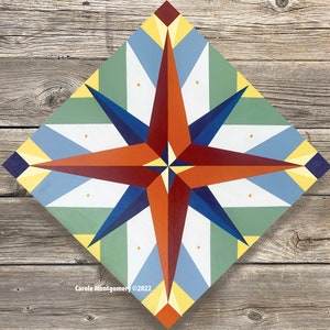 Mariner&#39;s Compass Barn Quilt Muster und Richtungen zum Malen dieser Outdoor Kunst
