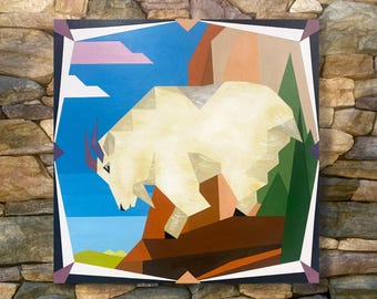Mountain Goat Barn Quilt Painting Pattern: DIY Wall Art Tutorial (PDF Download)