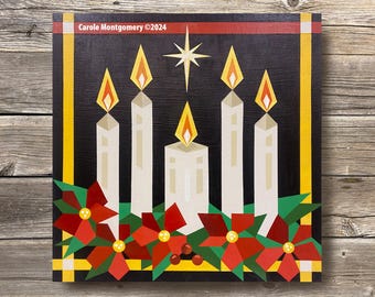 Adventskranz PDF Barn Quilt Pattern - Anleitung zum Malen dieser Outdoor-Kunst