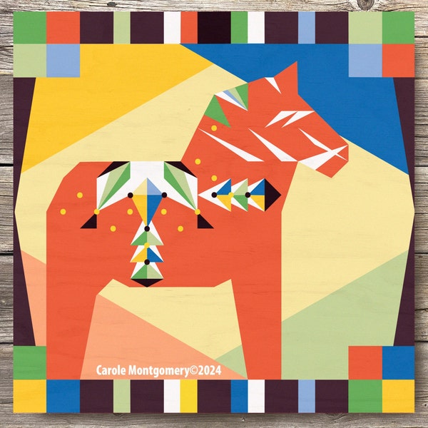 Folk Art Dala Horse Barn Quilt Pattern and Directions for Painting this Outdoor Art