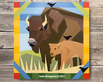 Buffalo Barn Quilt Pattern and Directions for Painting Outdoor Art - PDF Download Tutorial