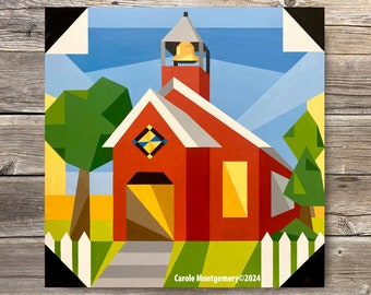 Country Schoolhouse Barn Quilt Painting Pattern: DIY Wall Art Tutorial (PDF Download)