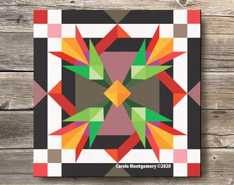 Floral Flare PDF Downloadable Barn Quilt Pattern and Directions for Painting this Outdoor Art