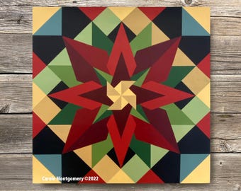 Holiday Bloom Barn Quilt Pattern and Directions to Paint this Outdoor Art