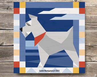 Silver Schnauzer Dog  Barn Quilt Painting Pattern: DIY Wall Art Tutorial (PDF Download)