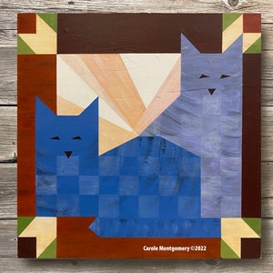 Cats in the Window Barn Quilt Pattern and Directions for Painting this Outdoor Art