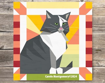 Tabby Cat Barn Quilt Painting Pattern: DIY Wall Art Tutorial (PDF Download)