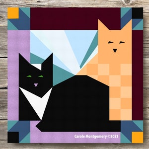 Good Day Tuxedo and Orange Cat Barn Quilt Pattern and Directions for Painting this Outdoor Art