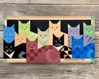 Cats, Kitty Chorus Line Barn Quilt Painting Pattern: DIY Wall Art Tutorial (PDF Download)