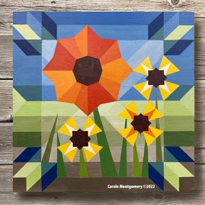 Poppy Burst Barn Quilt Pattern and Directions for Painting this Outdoor Art