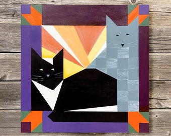 Tuxedo and Grey Barn Quilt Painting Pattern (PDF Download)