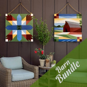 Barn Quilt Pattern Bundle: Historic Barn and Bear Paw Patterns, with Directions for Painting this Outdoor Art