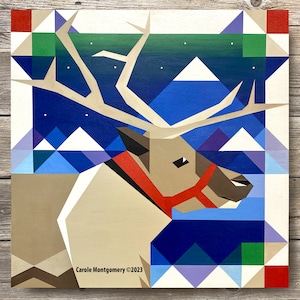 Christmas Reindeer Barn Quilt Pattern and Directions for Painting this Outdoor Art