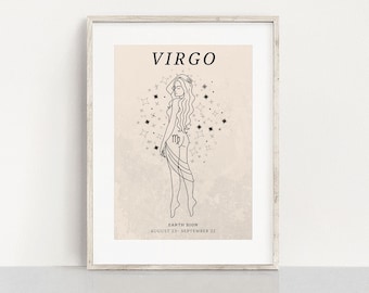 Maagd sterrenbeeld kunstafdruk: astrologisch wanddecor (digitale download)