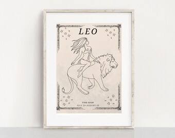 Leo Zodiac Poster: Astrology Star Sign Wall Art (Digital Download)