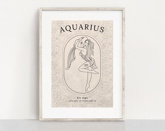 Aquarius Zodiac Poster: Celestial Wall Art (Digital Download)