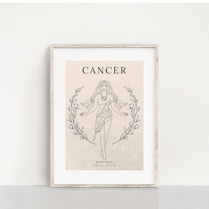 Cancer Zodiac Poster, Digital Cancer Poster, Cancer Star Sign Art, Cancer Astrology Print, Cancer Constellation Art, Zodiac Wall Art