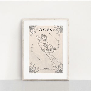 Aries Poster, Aries Zodiac Wall Art, Aries Zodiac Star Sign, Aries Zodiac Digital Poster, Astrological Wall Art, Aries Constellation Print