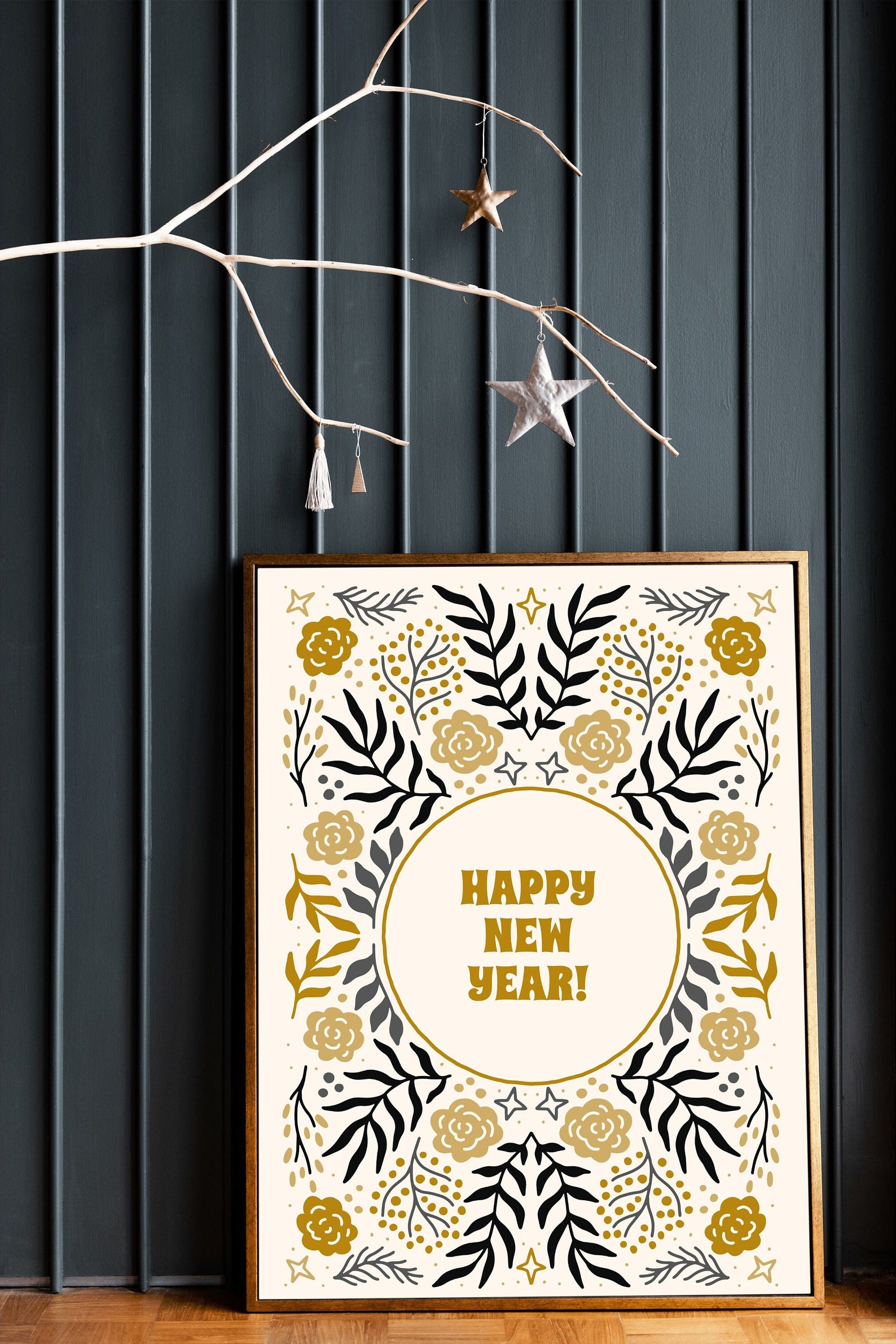Happy New Year Sign New Years Printable Decor Holiday - Etsy