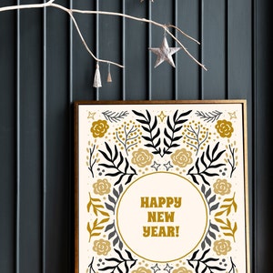 Happy New Year Sign New Years Printable Decor Holiday - Etsy