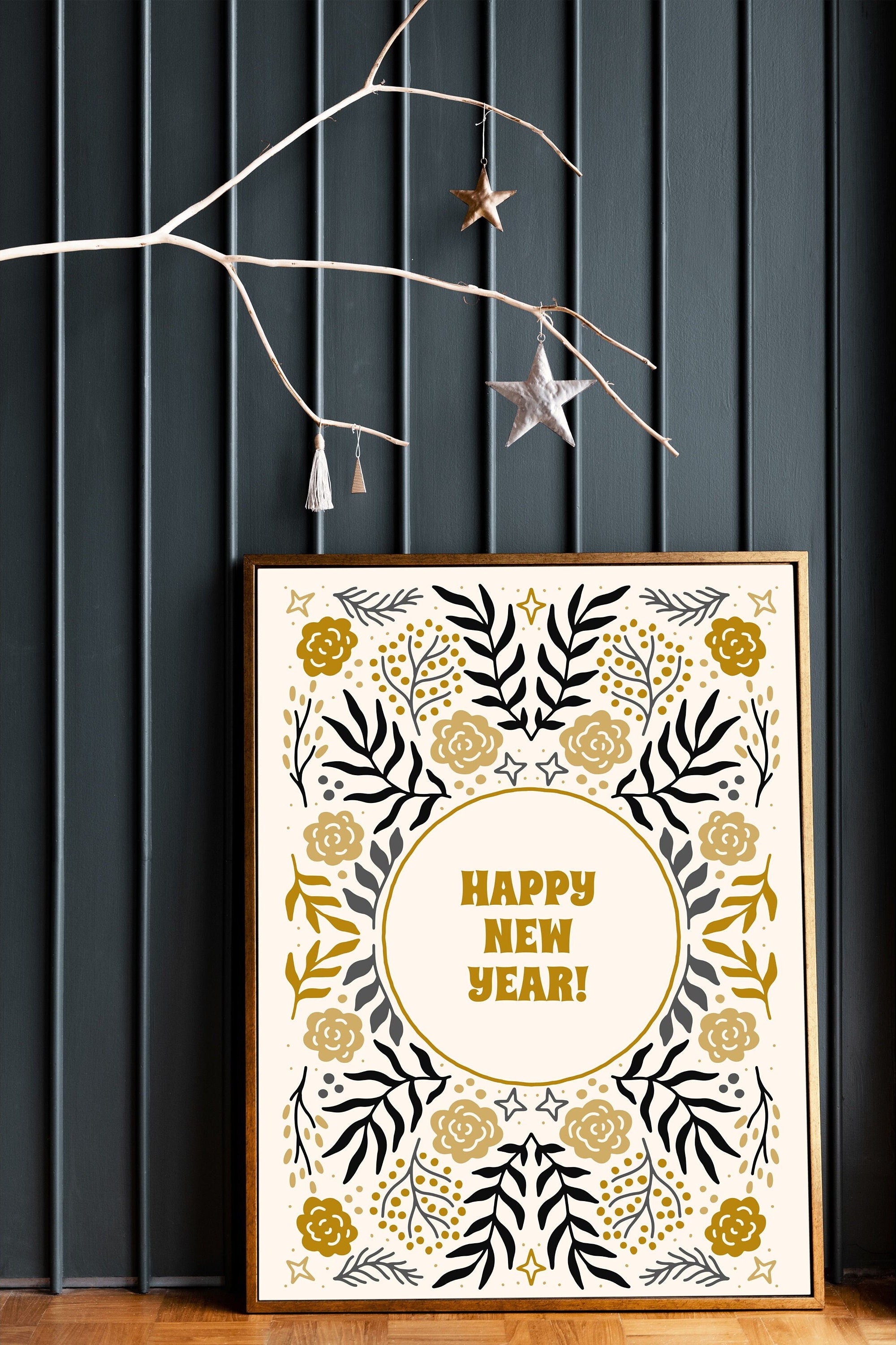 Happy New Year Sign New Years Printable Decor Holiday - Etsy
