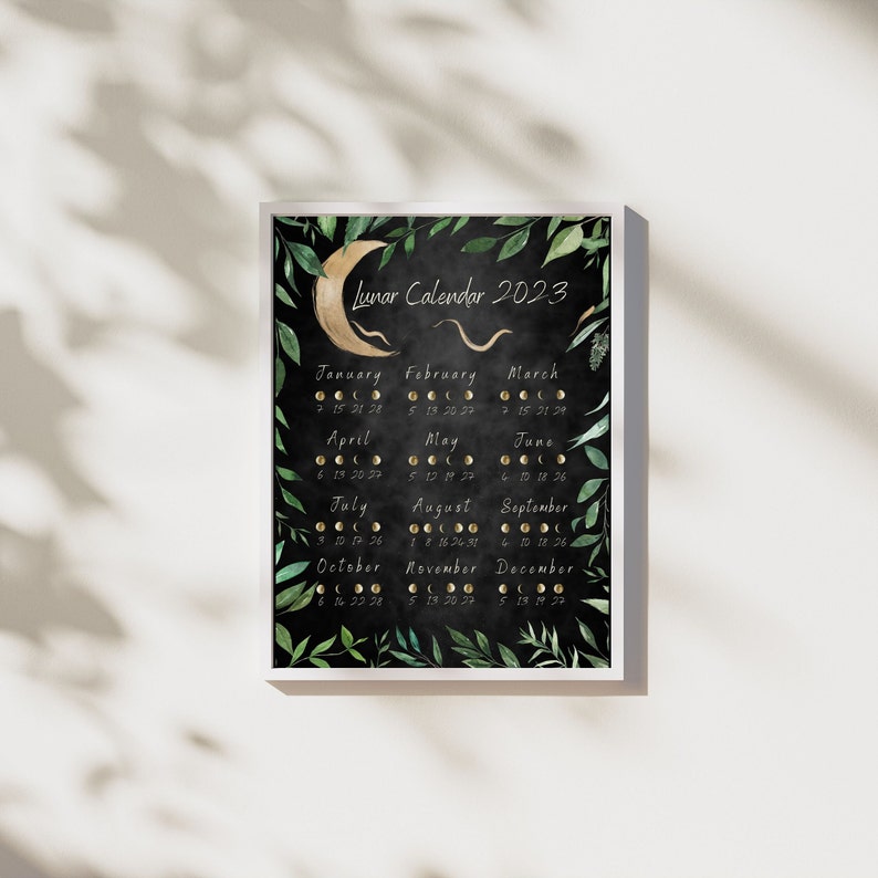 2023 Lunar Calendar Dark Forest Moon Calendar 2023 Printable Etsy