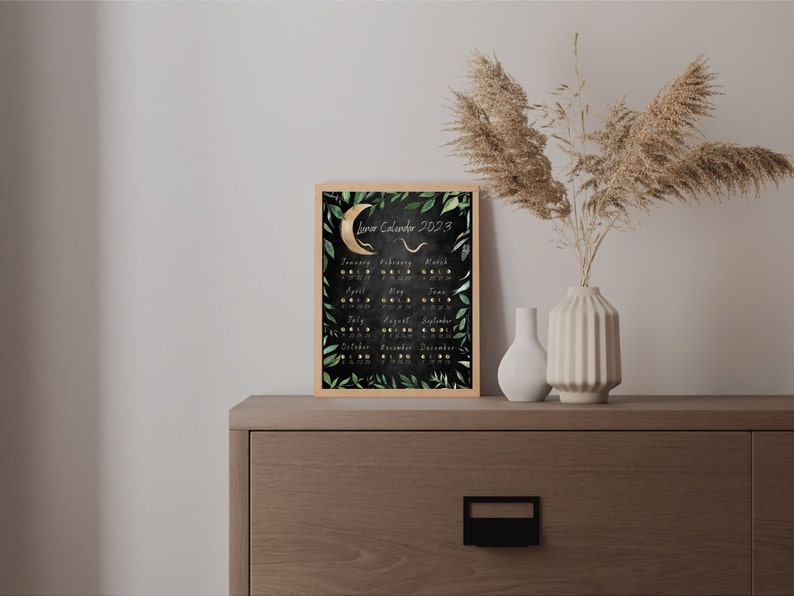 2023 Lunar Calendar Dark Forest Moon Calendar 2023 Printable Etsy
