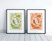 Groovy Pisces Zodiac Print Set: 70s Retro Wall Art (Digital Download)