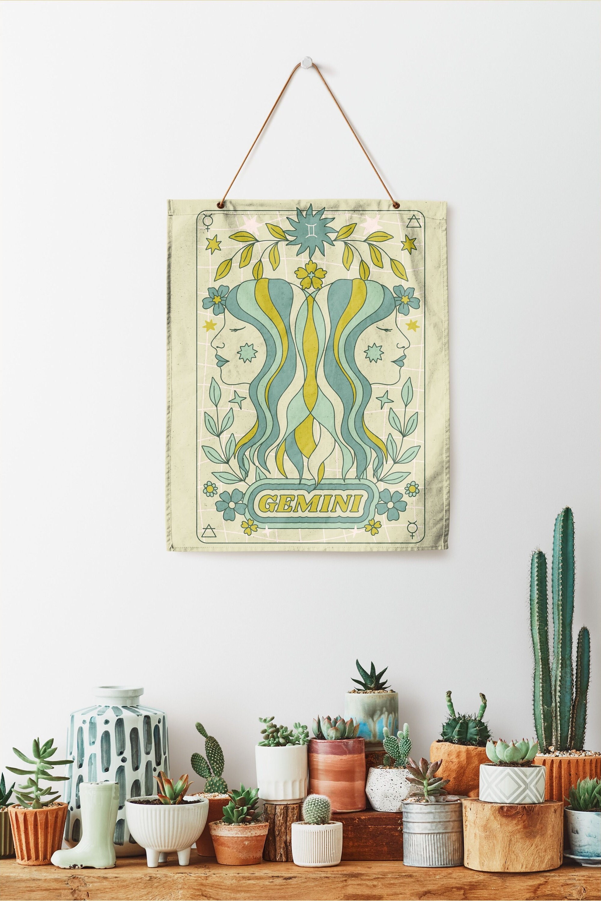 Groovy Gemini Poster Set of 2, Gemini Wall Art, Gemini Zodiac Sign ...