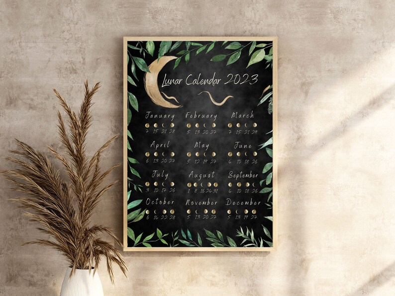 2023 Lunar Calendar Dark Forest Moon Calendar 2023 Printable Etsy