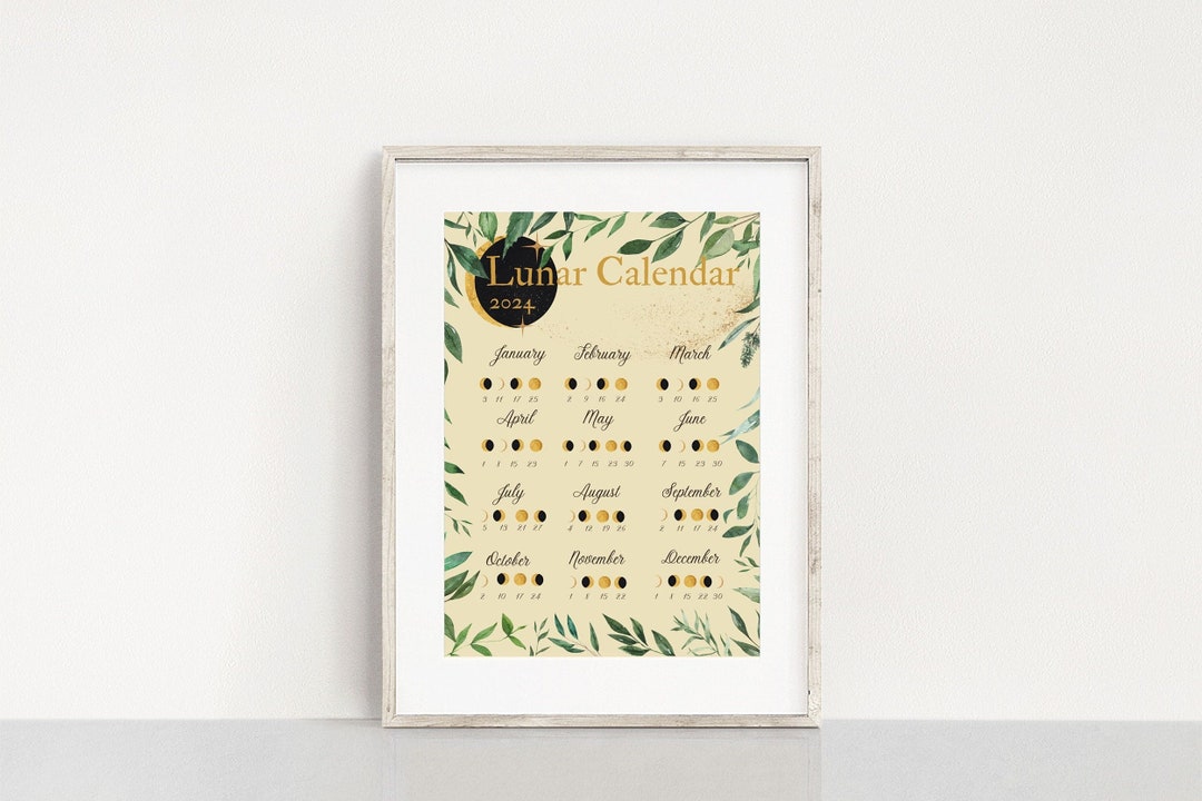 Lunar Calendar 2024 Printable Lunar Calendar 2024 Moon Phase Etsy Lunar Calendar 2024 Printable Lunar Calendar 2024 Moon Phase Etsy