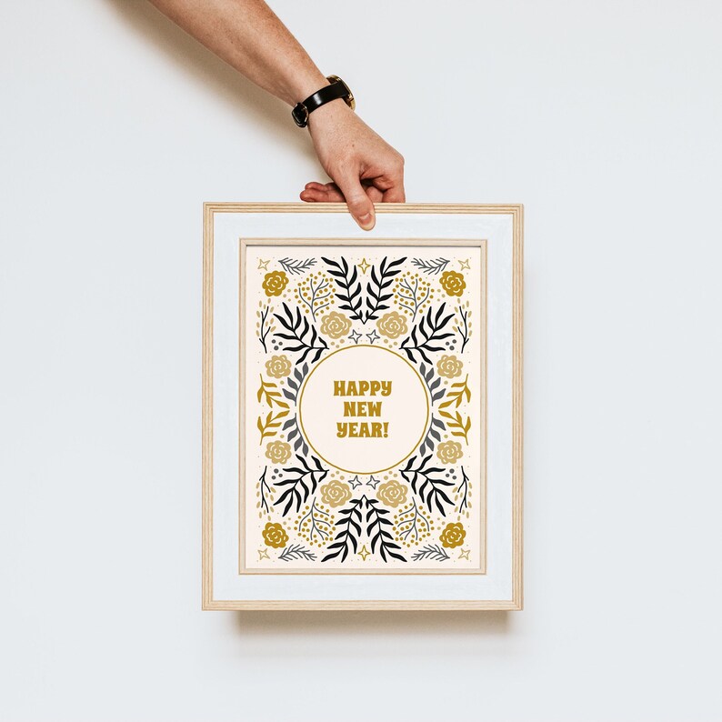 Happy New Year Sign New Years Printable Decor Holiday - Etsy