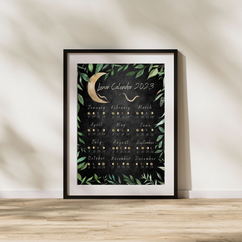 2023 Lunar Calendar Dark Forest Moon Calendar 2023 Printable Etsy